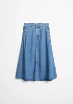 Wadenlanger Jeansrock A-Shape aus softem Lyocell-Baumwolle-Mix