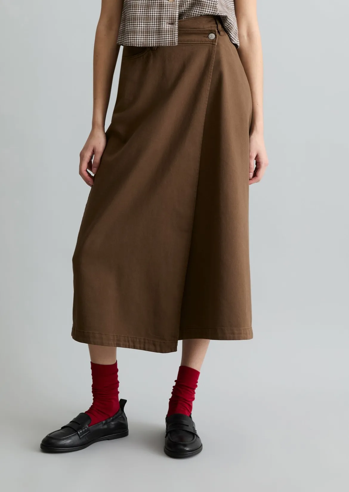 Wadenlanger Rock flared aus Bio-Baumwolle-Lyocell-Twill