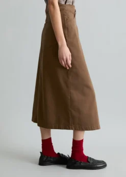 Wadenlanger Rock flared aus Bio-Baumwolle-Lyocell-Twill