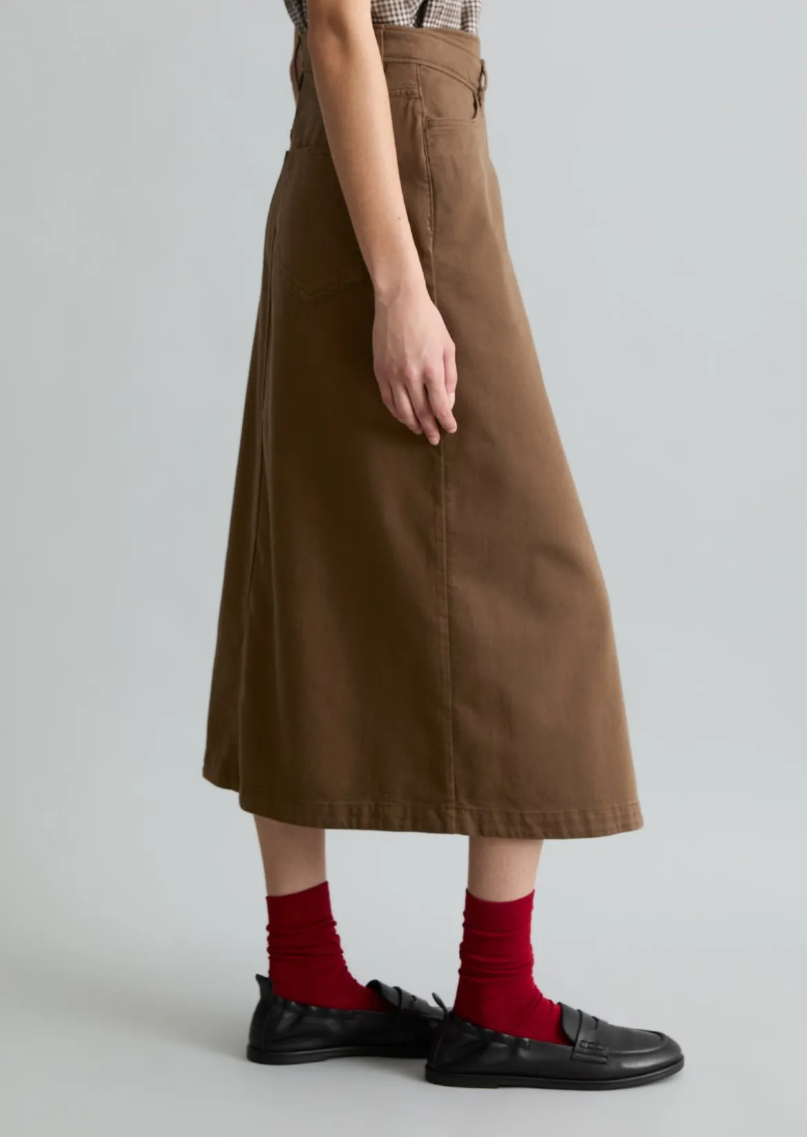 Wadenlanger Rock flared aus Bio-Baumwolle-Lyocell-Twill