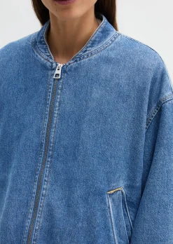 Wattierter Jeansblouson regular aus Lyocell-Baumwolle-Mix