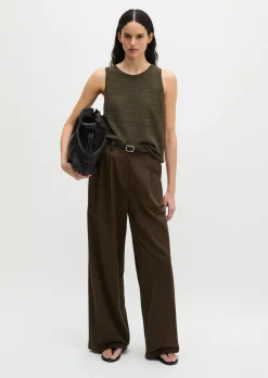 Weite Bundfaltenhose aus Baumwoll-Twill-Stretch