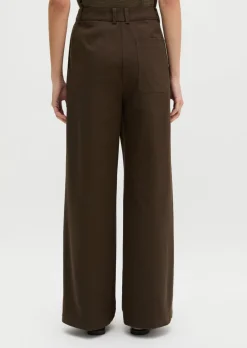 Weite Bundfaltenhose aus Baumwoll-Twill-Stretch