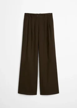 Weite Bundfaltenhose aus Baumwoll-Twill-Stretch