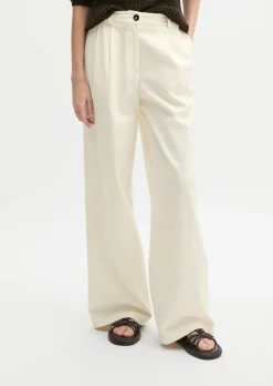 Weite Bundfaltenhose aus Baumwoll-Twill-Stretch
