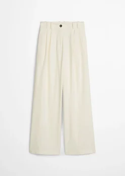 Weite Bundfaltenhose aus Baumwoll-Twill-Stretch