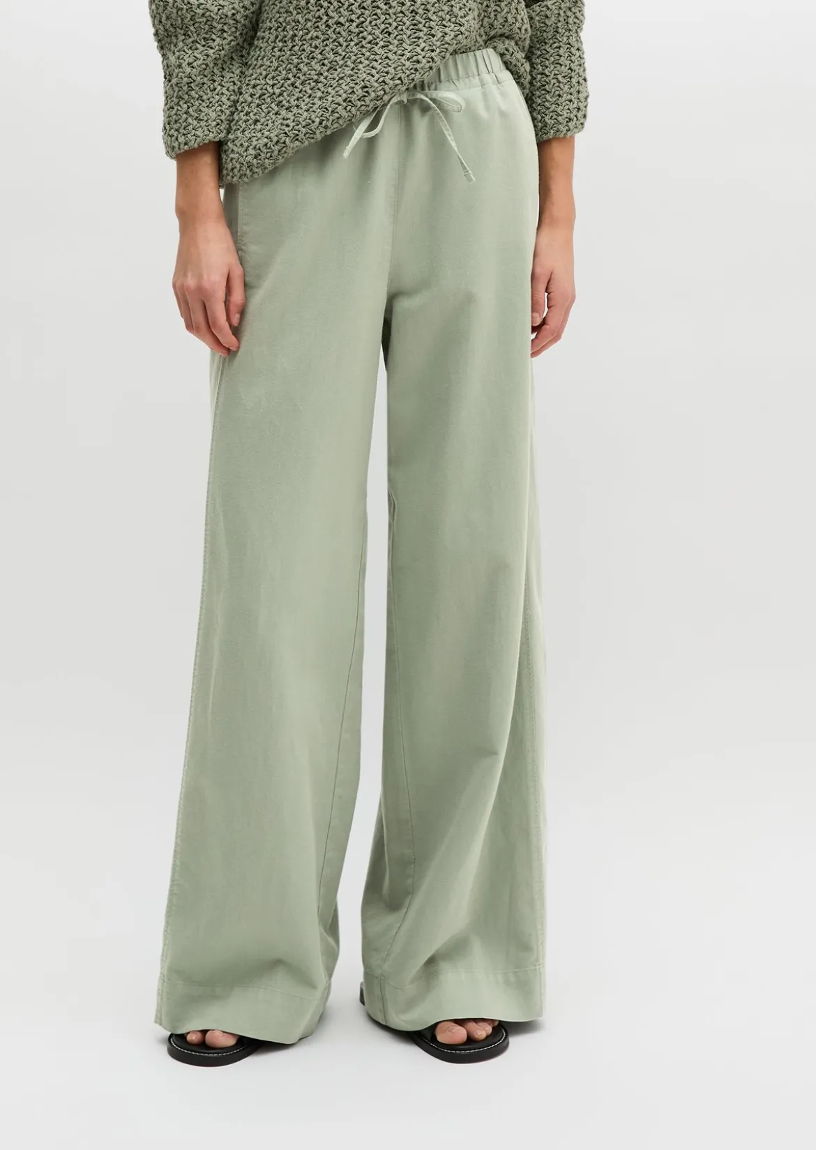 Weite Hose aus Bio-Baumwolle-TENCEL™ Lyocell-Leinen-Mix