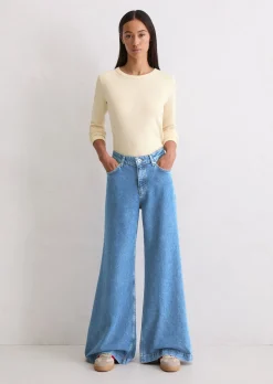 Weite Jeans flared aus softem Lyocell-Baumwolle-Mix