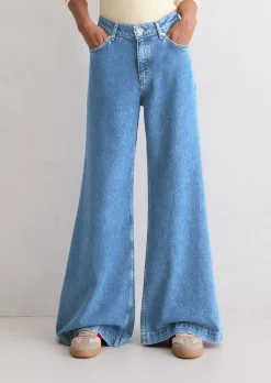 Weite Jeans flared aus softem Lyocell-Baumwolle-Mix