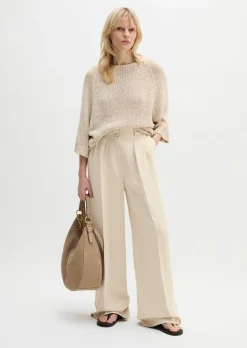 Weite Tailoring-Hose aus Viskose-Leinen-Mix