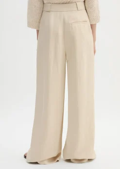 Weite Tailoring-Hose aus Viskose-Leinen-Mix