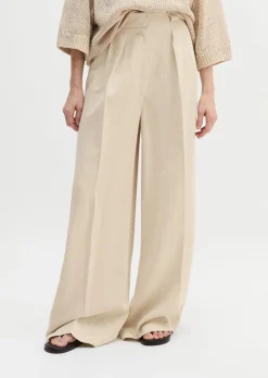 Weite Tailoring-Hose aus Viskose-Leinen-Mix