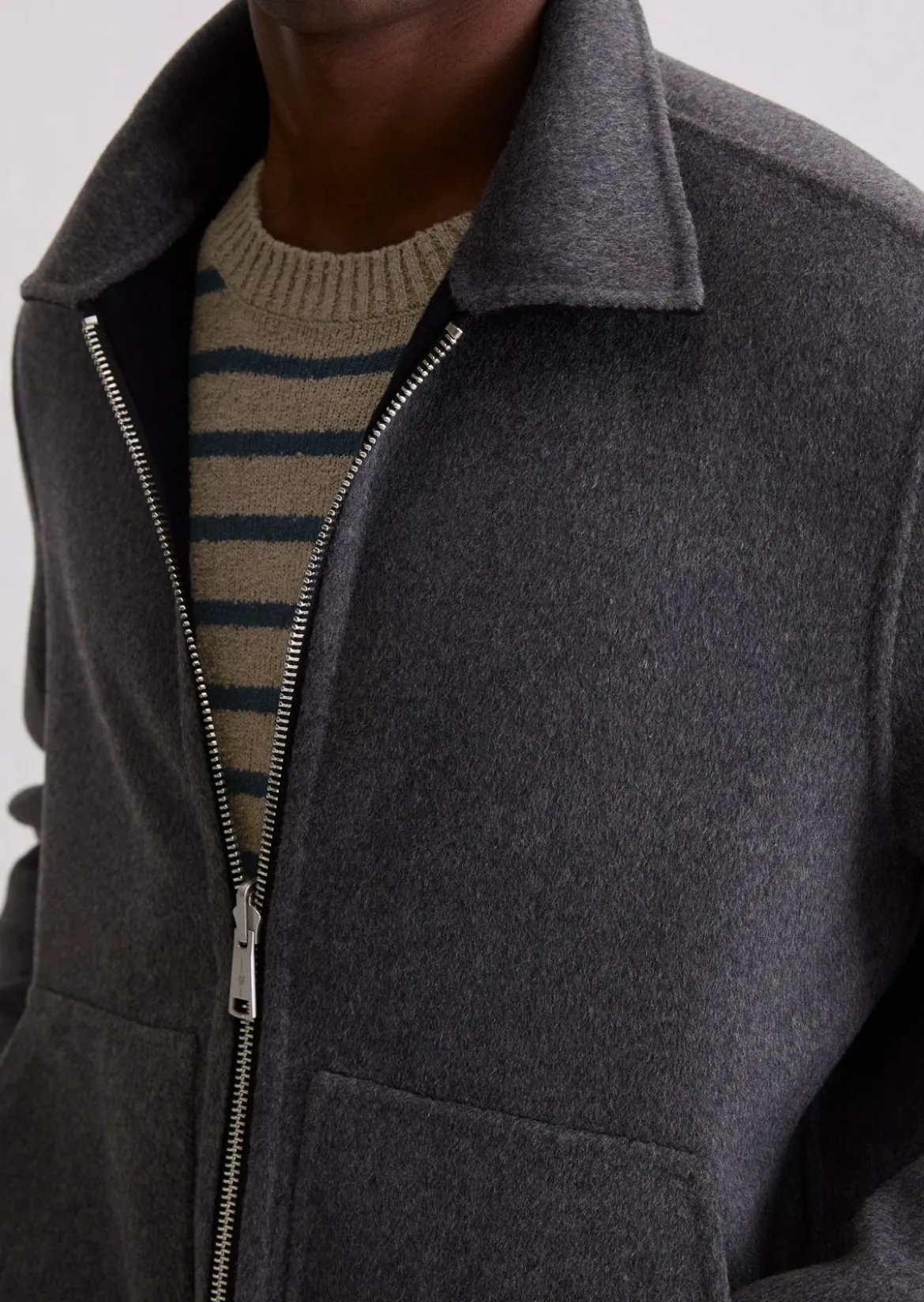 Wende-Wolljacke regular aus kompakter Double-Face-Wool