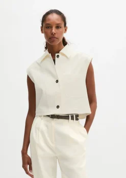 Weste boxy aus Baumwoll-Twill-Stretch
