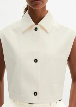 Weste boxy aus Baumwoll-Twill-Stretch