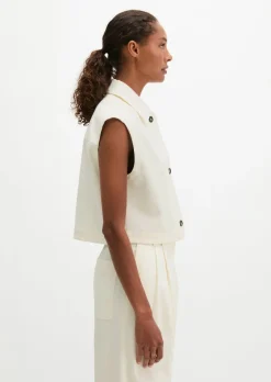 Weste boxy aus Baumwoll-Twill-Stretch
