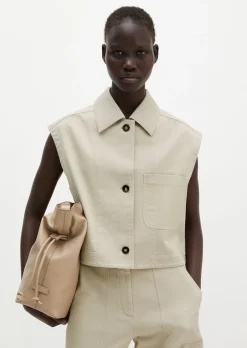 Weste boxy aus Baumwoll-Twill-Stretch
