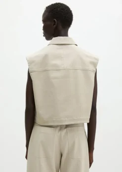 Weste boxy aus Baumwoll-Twill-Stretch