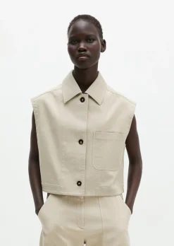 Weste boxy aus Baumwoll-Twill-Stretch