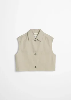 Weste boxy aus Baumwoll-Twill-Stretch