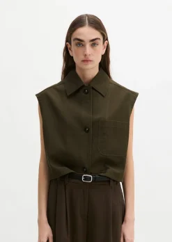 Weste boxy aus Baumwoll-Twill-Stretch