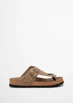 Zehentrenner-Pantolette Model Quinn aus weichem Veloursleder