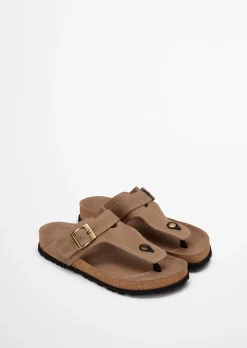 Zehentrenner-Pantolette Model Quinn aus weichem Veloursleder