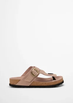 Zehentrenner-Pantolette Model Quinn aus weichem Veloursleder