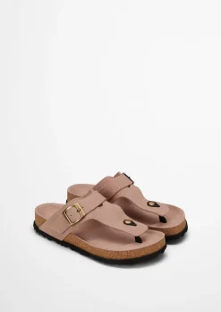 Zehentrenner-Pantolette Model Quinn aus weichem Veloursleder