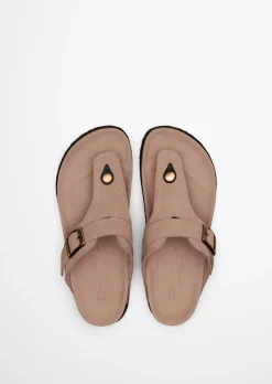 Zehentrenner-Pantolette Model Quinn aus weichem Veloursleder