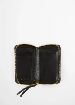 Zipper-Geldbörse aus markant genarbtem Schafleder
