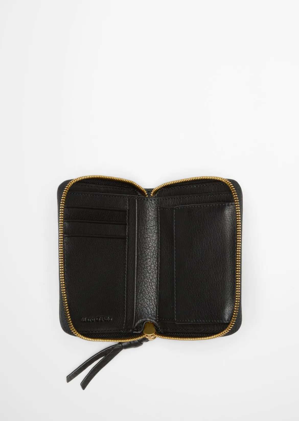 Zipper-Geldbörse aus markant genarbtem Schafleder