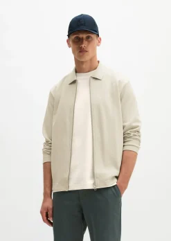 Zipper-Sweatjacke regular mit feiner Struktur
