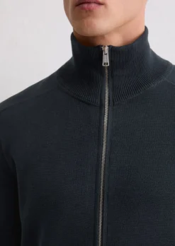 Zip-Strickjacke regular aus reiner Bio-Baumwolle