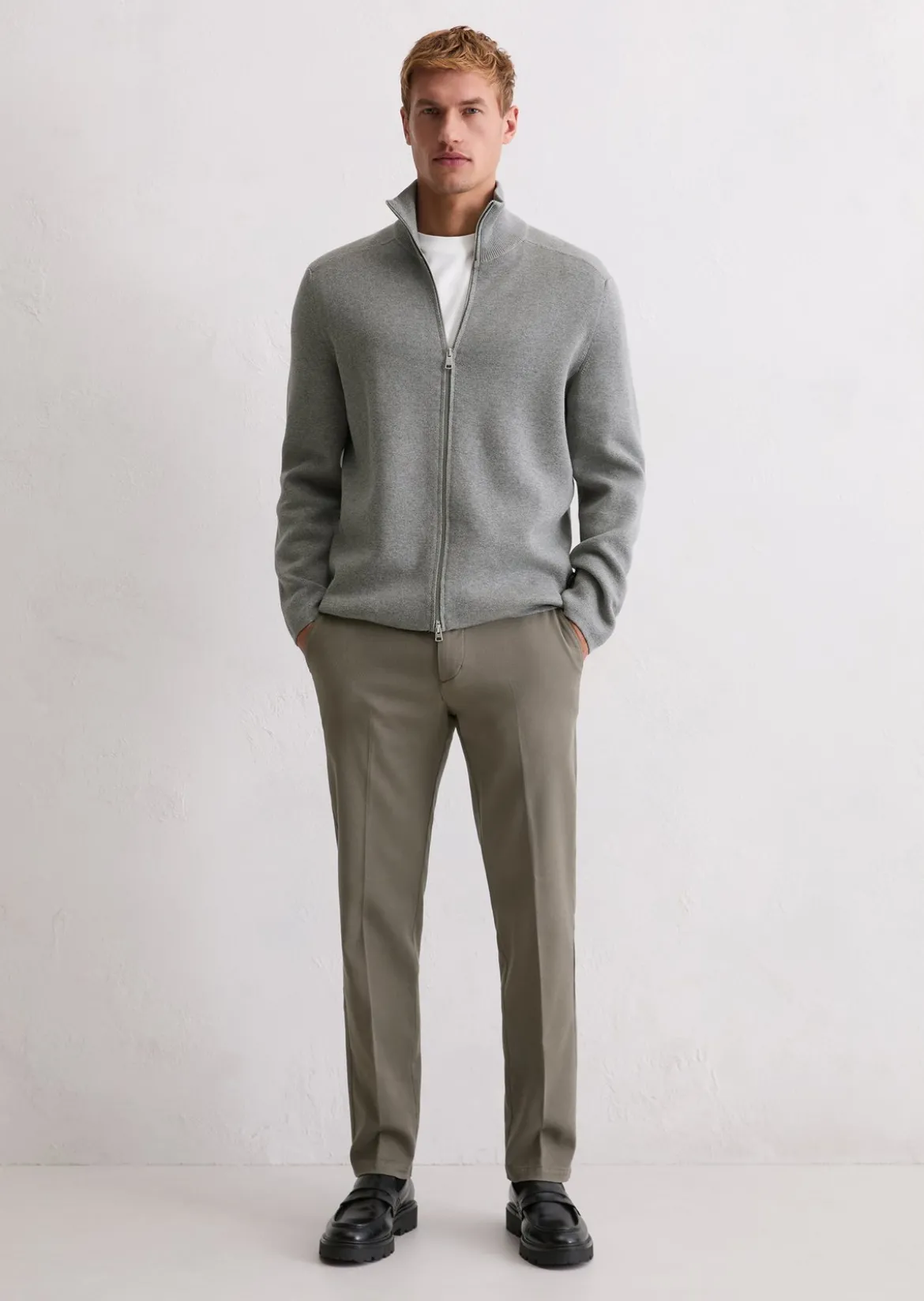 Zip-Strickjacke regular aus reiner Bio-Baumwolle
