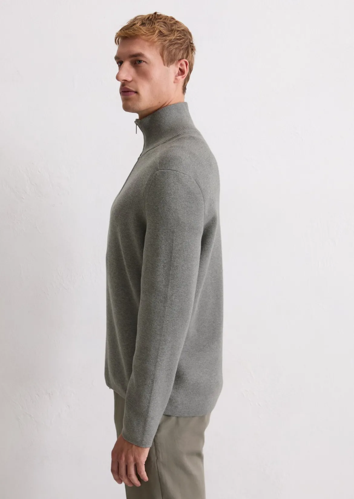 Zip-Strickjacke regular aus reiner Bio-Baumwolle