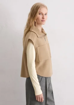 Zip-Weste relaxed aus edlem Woll-Doubleface