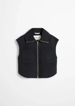 Zip-Weste relaxed aus edlem Woll-Doubleface